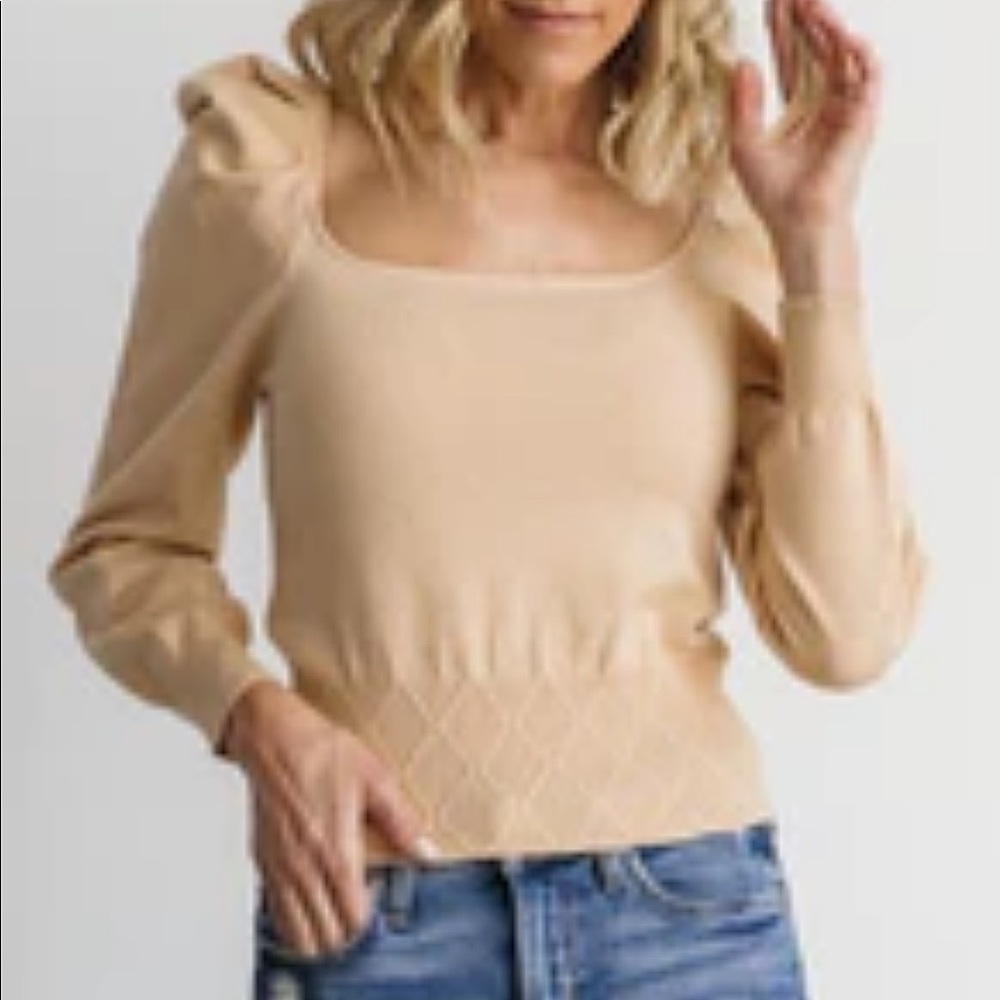 Nude puff sleeve sweater